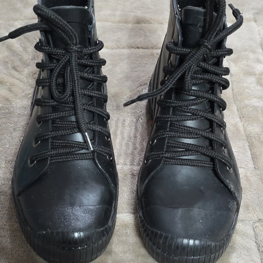 Art Class Kids/Boys Rubber‎ Rain Boots Ankle Lace Up Sz 1 EUC